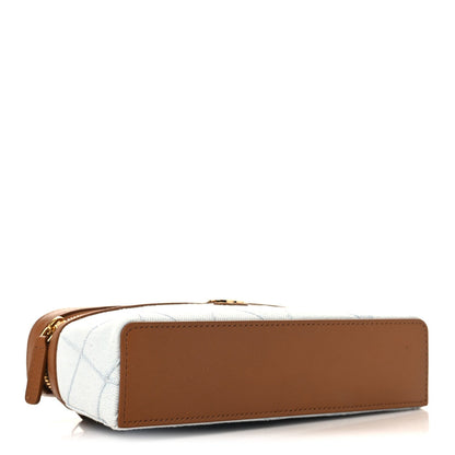 Chanel Washed Denim Calfskin Quilted Slim Vanity Case Blue Brown