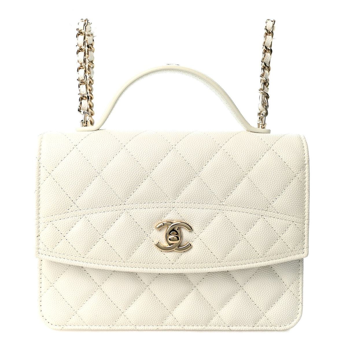 Chanel Caviar Quilted Top Handle Mini 25 Backpack White