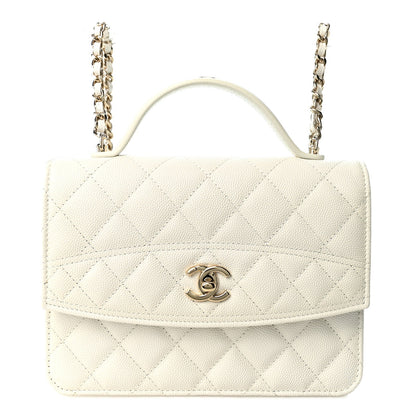 Chanel Caviar Quilted Top Handle Mini 25 Backpack White