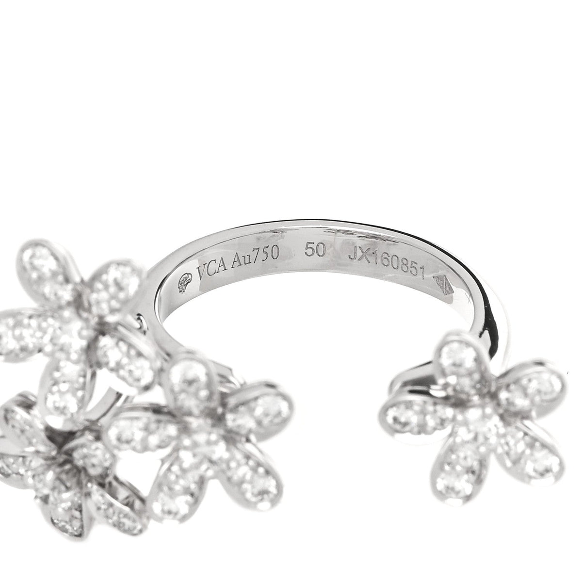 Van Cleef & Arpels 18K White Gold Diamond Socrate Ring 50 5.25