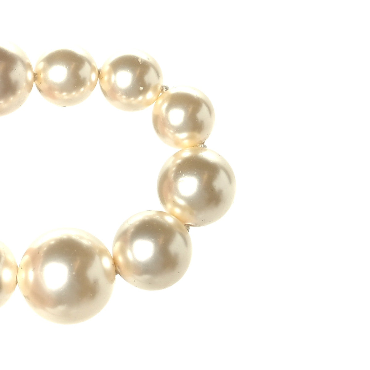 Chanel Pearl Crystal CC Long Necklace Silver