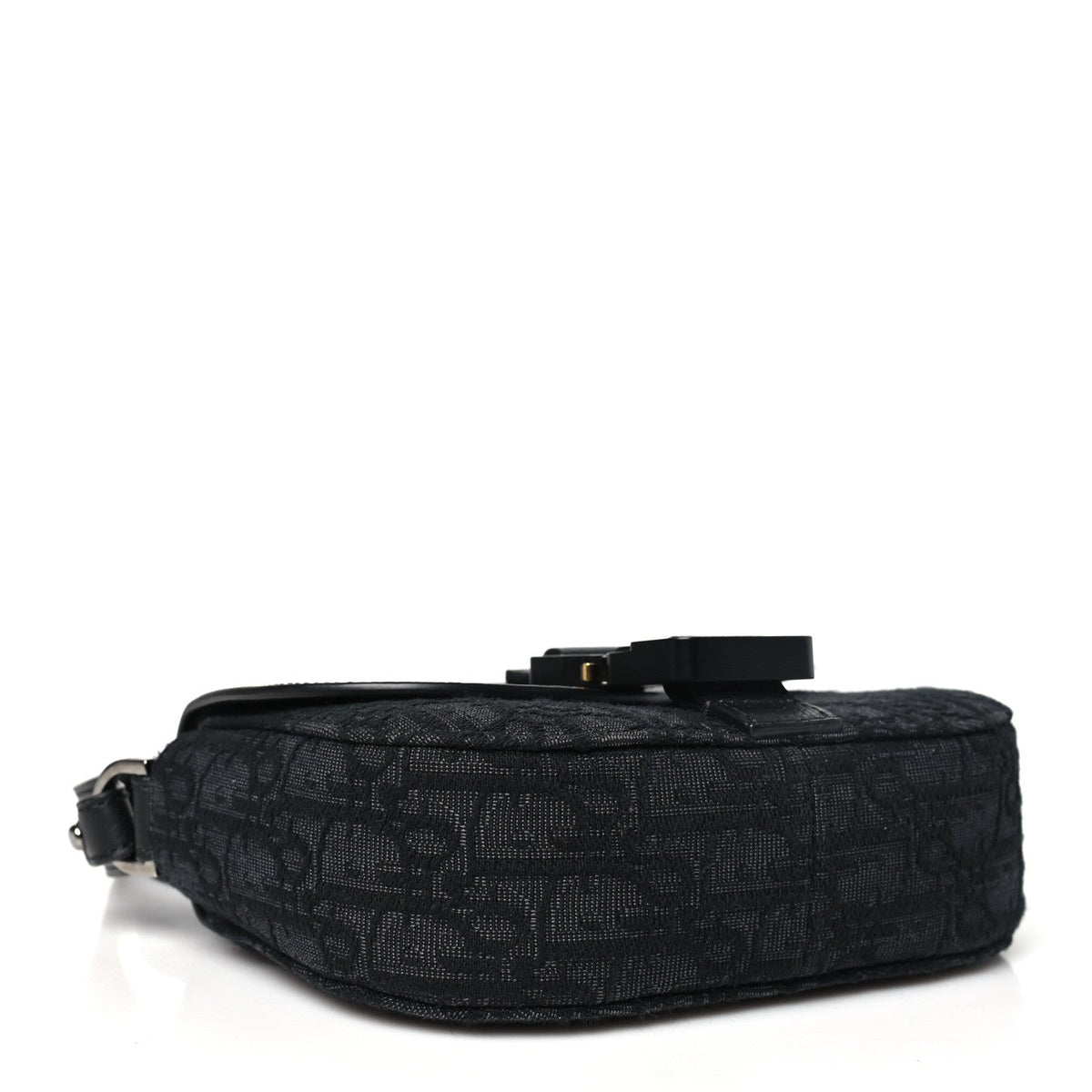 Dior Oblique Jacquard Grained Calfskin Mini Saddle Messenger Bag Black