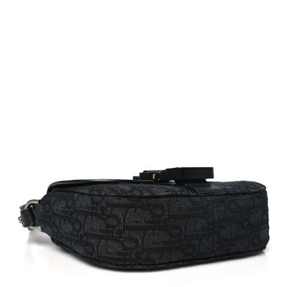 Dior Oblique Jacquard Grained Calfskin Mini Saddle Messenger Bag Black