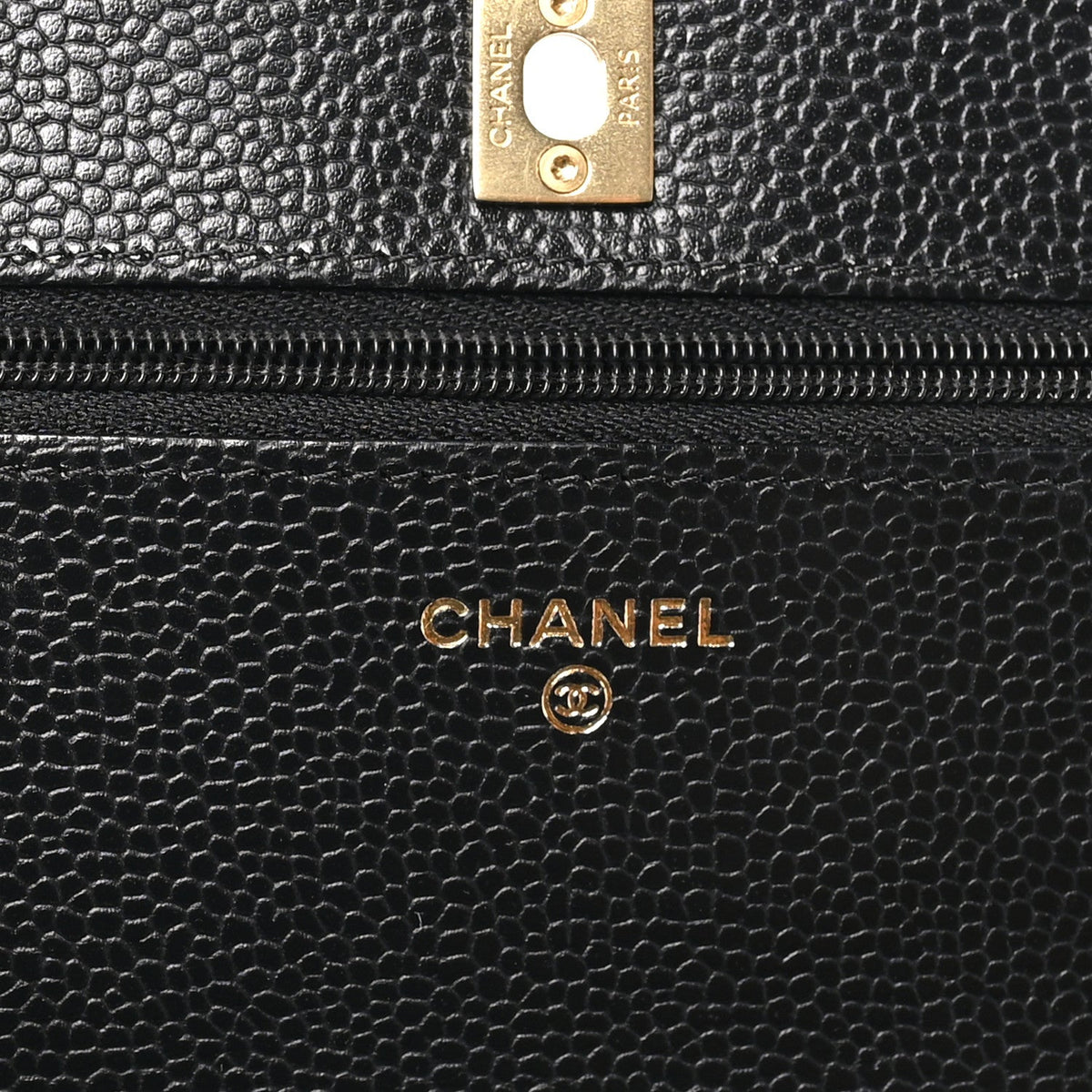 Chanel Caviar Quilted CC Turnlock Wallet On Chain Black 1987527