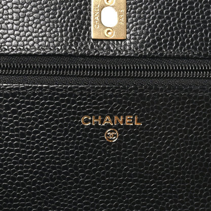 Chanel Caviar Quilted CC Turnlock Wallet On Chain Black 1987527