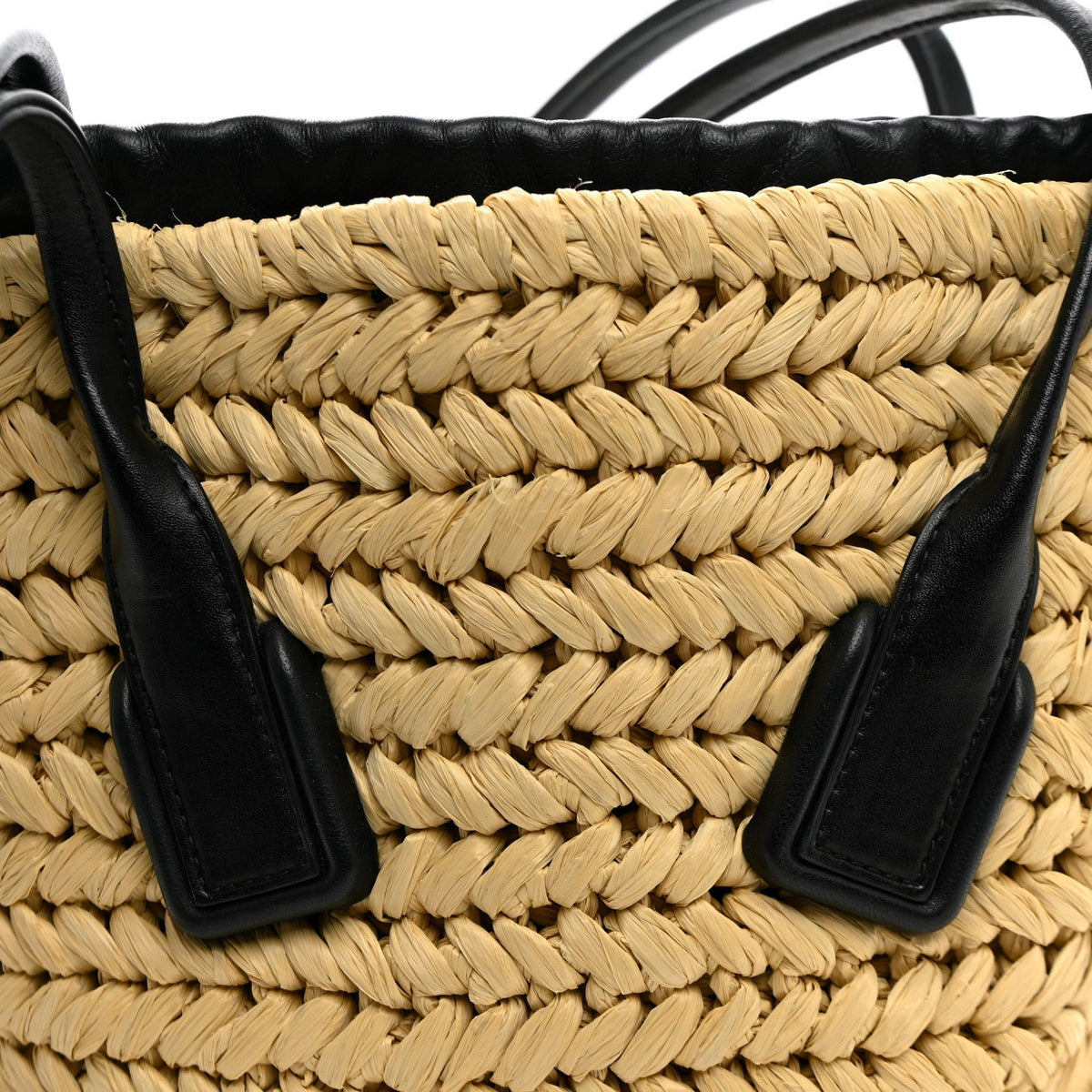 Bottega Veneta Raffia Calfskin Small Arco Basket Black