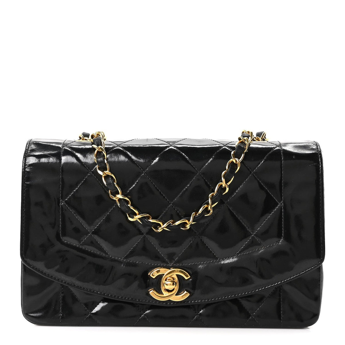 Chanel Patent Quilted Small Single Flap Black