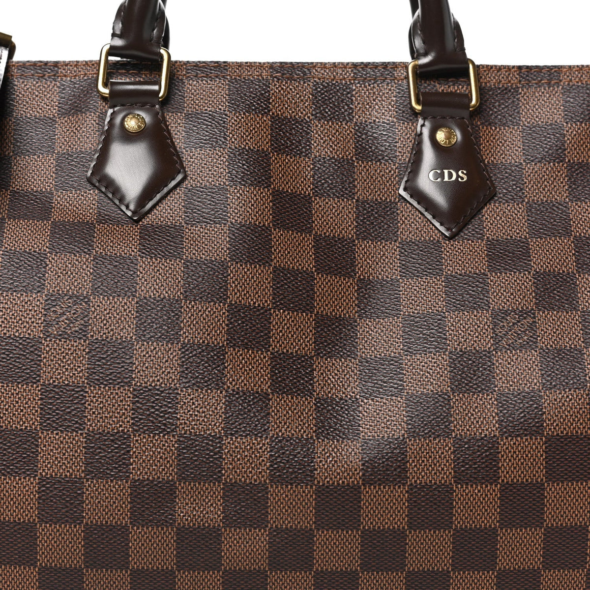 Louis Vuitton Damier Canvas Leather 35 Speedy Bandouliere Bag Brown