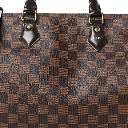 Louis Vuitton Damier Canvas Leather 35 Speedy Bandouliere Bag Brown