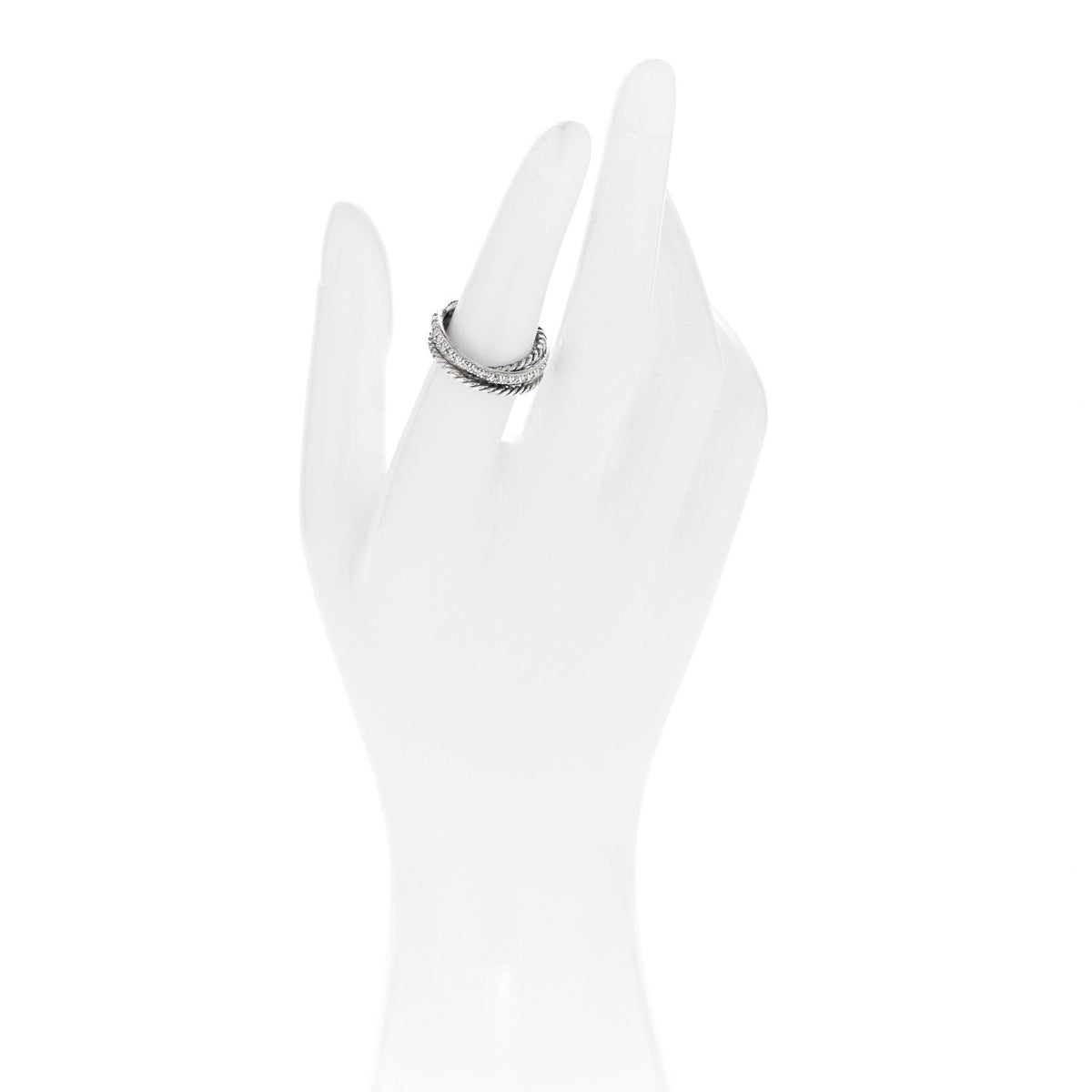 David Yurman Sterling Silver Diamond 7mm Crossover Ring 50 5.5