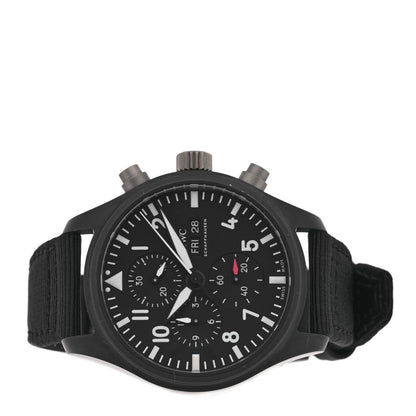 IWC Ceramic Titanium Fabric 44mm Pilot Top Gun Chronograph Automatic Watch Black IW389101