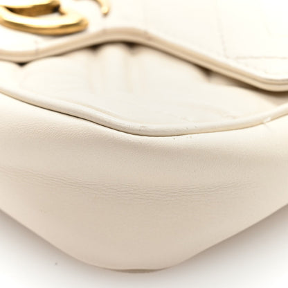 Gucci Calfskin Matelasse Super Mini GG Marmont Shoulder Bag White