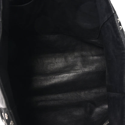 Prada Tessuto Nylon Calfskin Grommet Tote Black