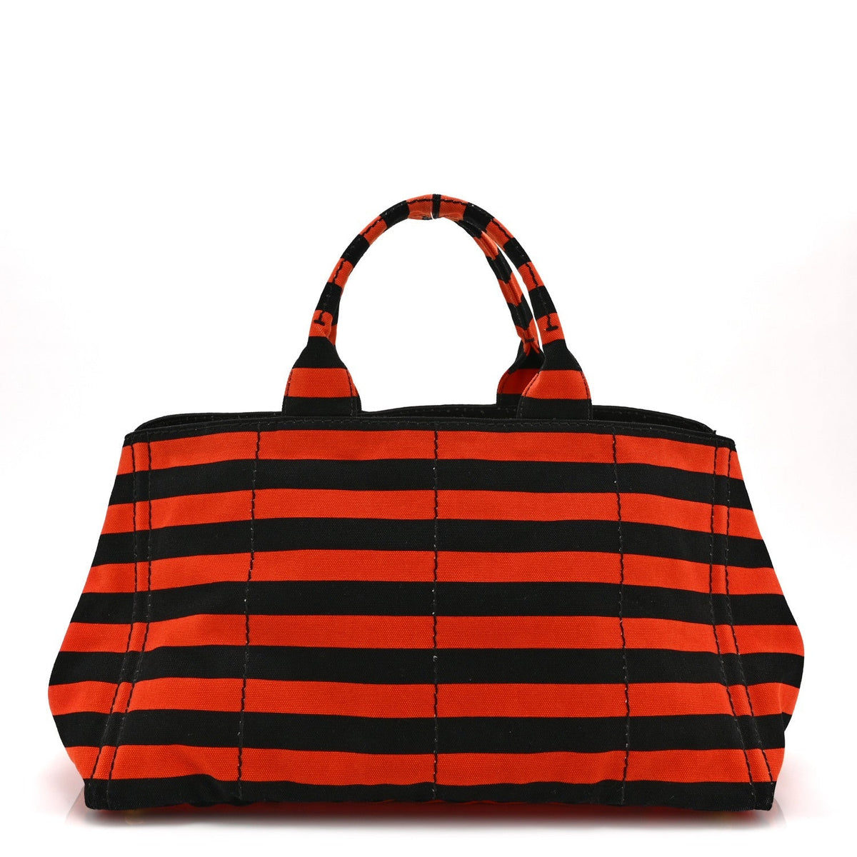 Prada Canapa Striped Tote Arancio