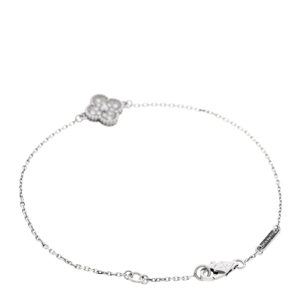 Van Cleef & Arpels 18K White Gold Diamond Sweet Alhambra Bracelet