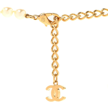 Chanel Pearl Crystal CC Logo Choker Gold White