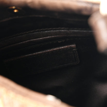 Saint Laurent Snakeskin Saharienne Shoulder Bag Brown 1983087