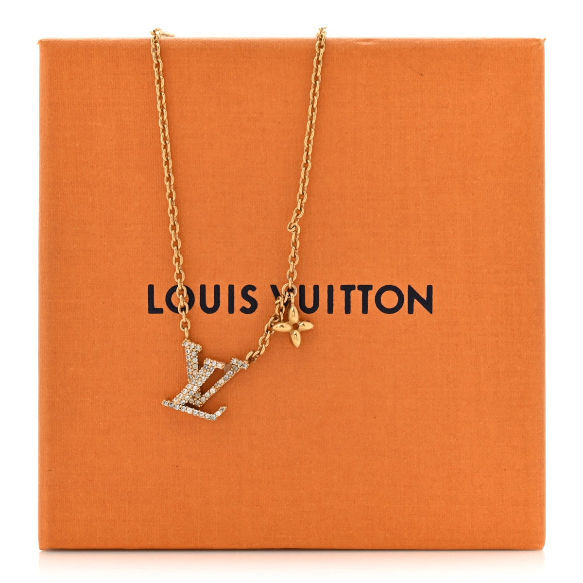 Louis Vuitton Metal Crystal LV Iconic Necklace Gold