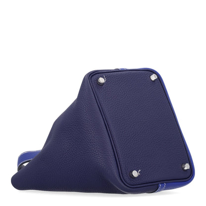 Hermes Taurillon Clemence Casaque Picotin Lock 18 PM Bag Bleu Electrique Bleu Encre
