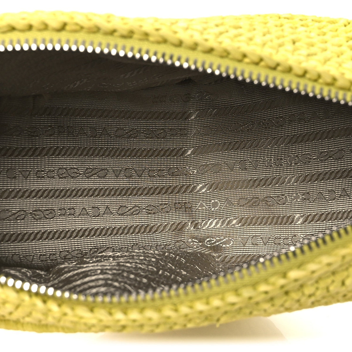 Prada Yarn Raffia Effect Crochet Triangle Shoulder Bag Giallo 1857168