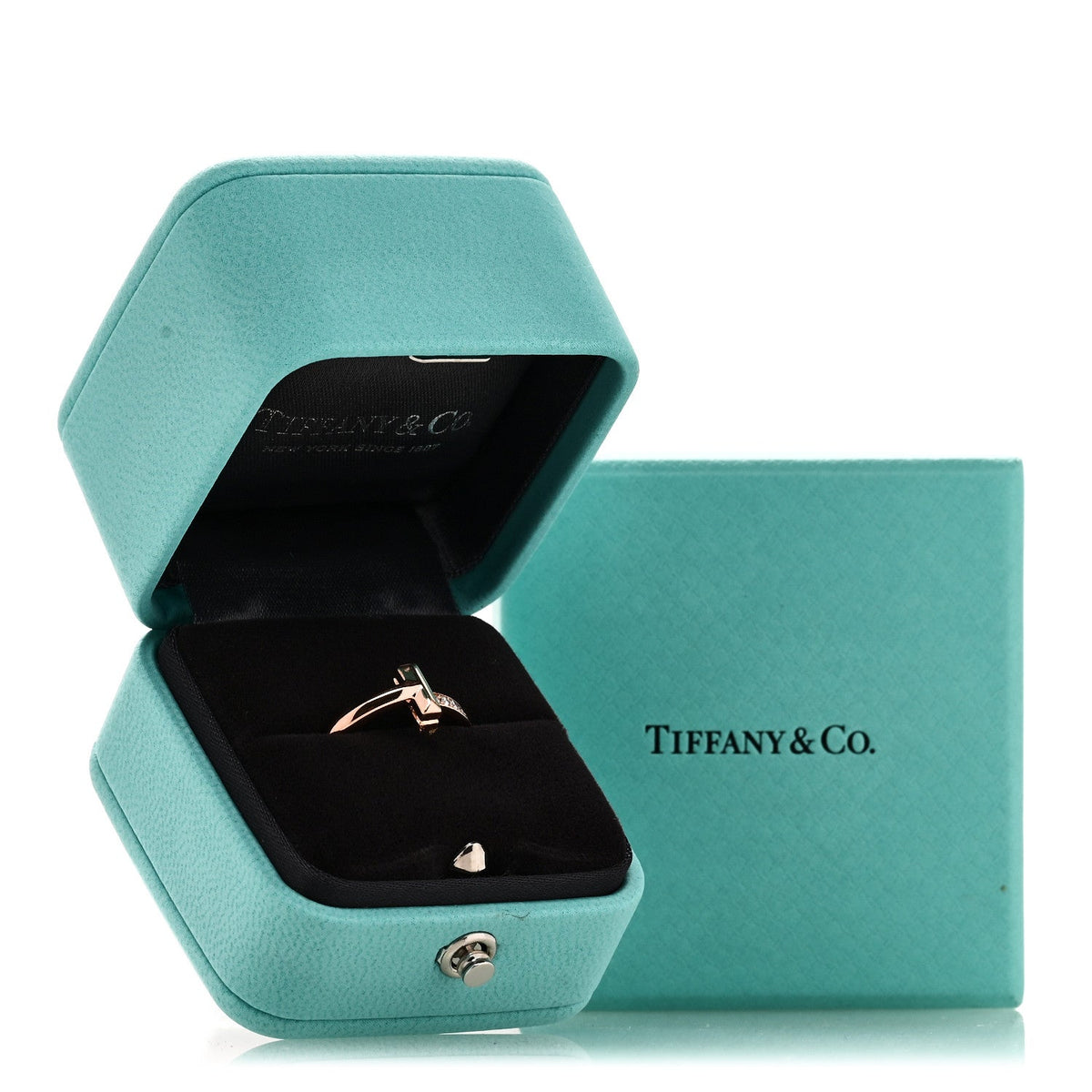 Tiffany 18K Rose Gold Diamond 2.5mm T T1 Ring 50 5.5