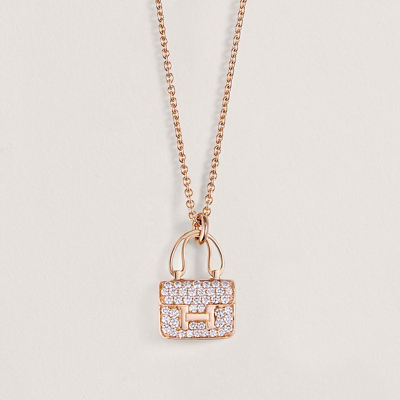 18K Gold Diamond Hermes Amulettes Constance Pendant