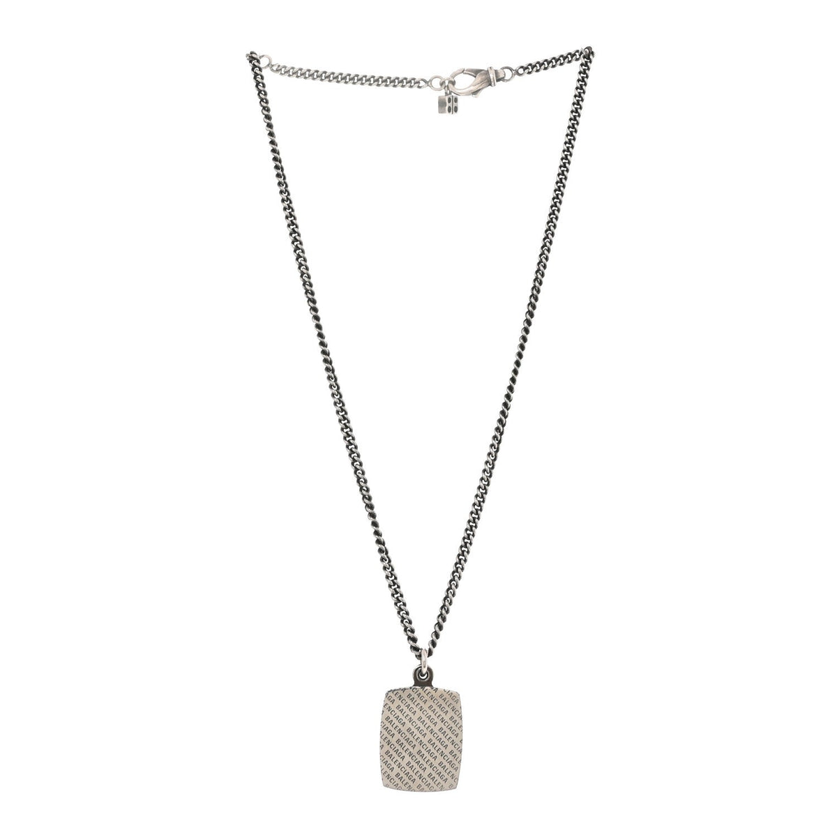 Balenciaga Stainless Steel Logo Locket Chain Necklace