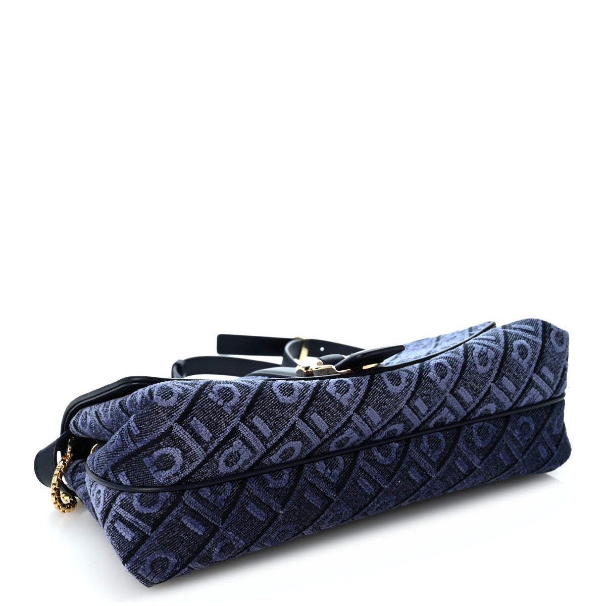 Salvatore Ferragamo Jacquard Small Mia Crossbody Bag Denim Midnight Blue