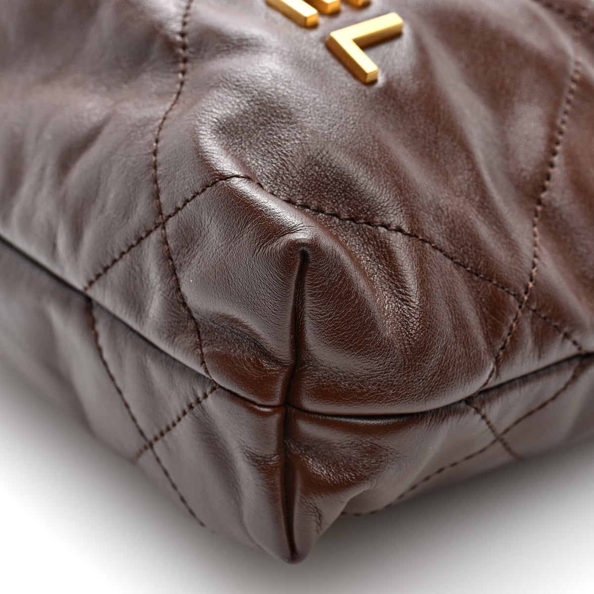Chanel Shiny Calfskin Quilted Mini Chanel 22 Brown