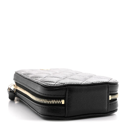 Chanel Caviar Quilted Phone Holder Wallet On Chain WOC Black