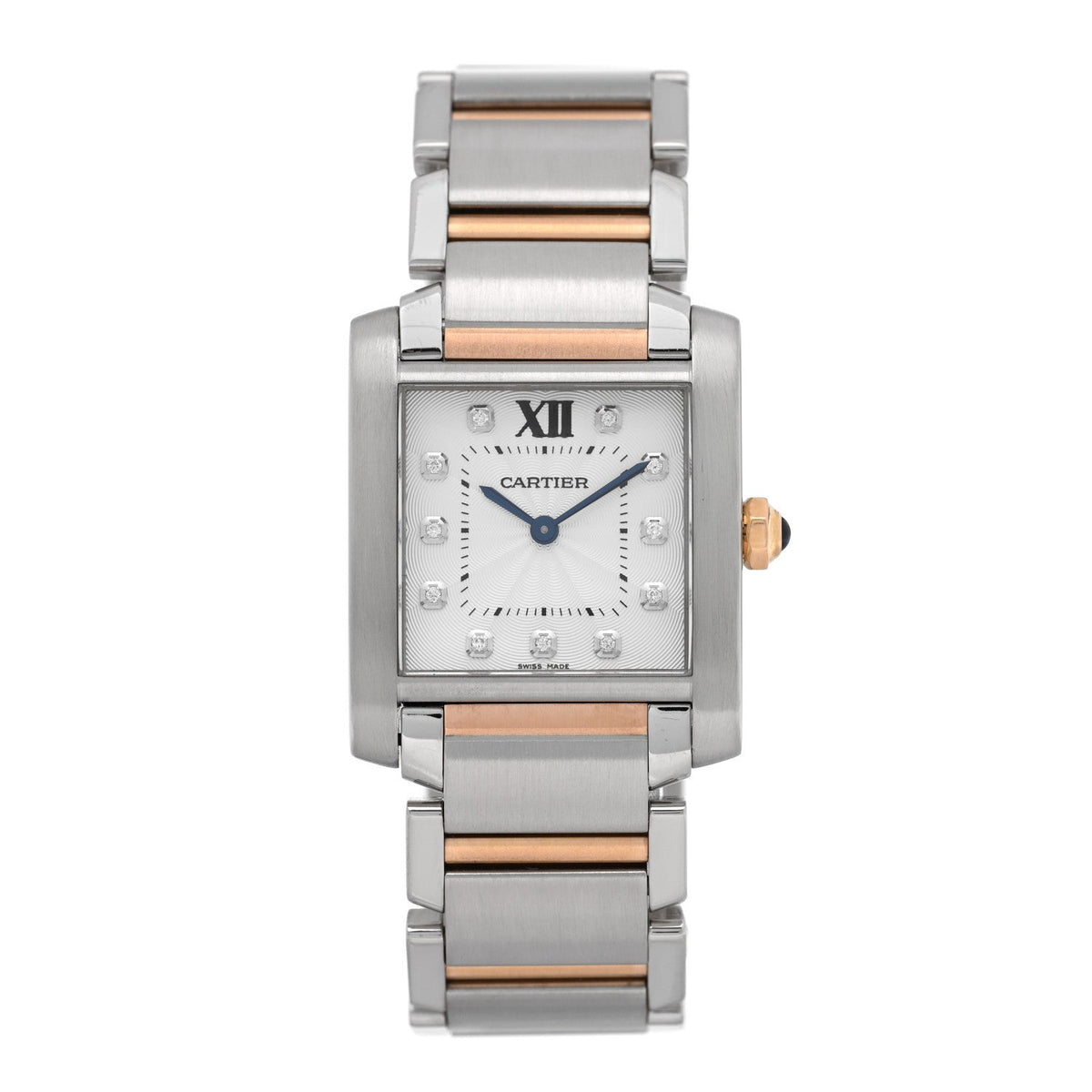 Cartier Stainless Steel 18K Pink Gold Diamond 25mm Tank Francaise Watch 1927544