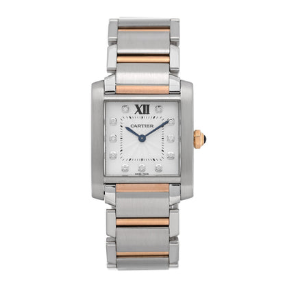 Cartier Stainless Steel 18K Pink Gold Diamond 25mm Tank Francaise Watch 1927544