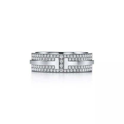 18K Gold Diamond Tiffany T Ring