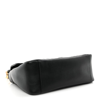 Gucci Calfskin Matelasse Small GG Marmont Top Handle Shoulder Bag Black