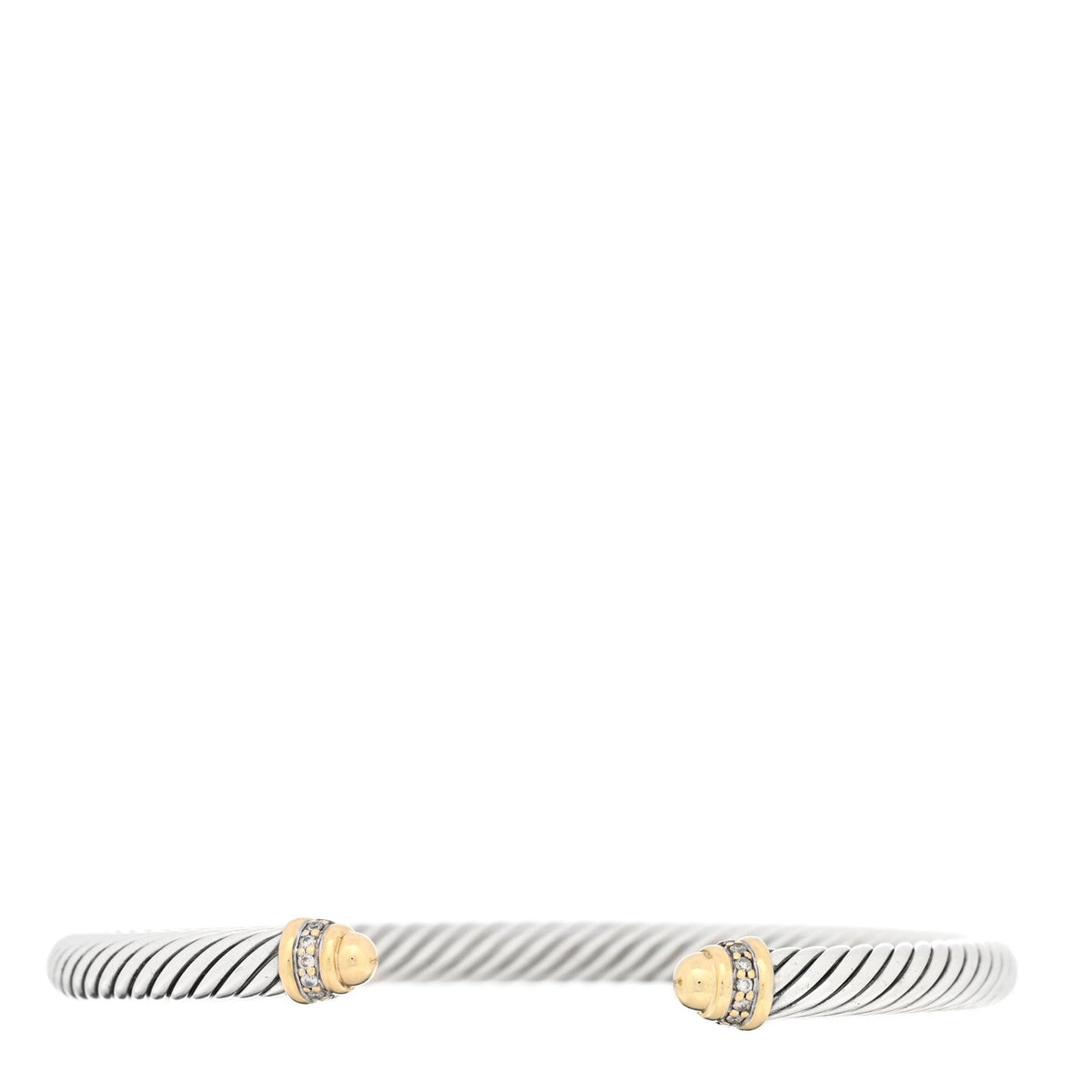 David Yurman Sterling Silver 18K Yellow Gold Diamond 5mm Cable Classics Bracelet