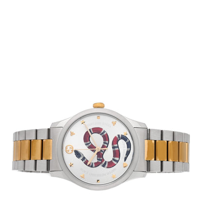 Gucci Stainless Steel 38mm G-Timeless Two Tone Snake Quartz Watch