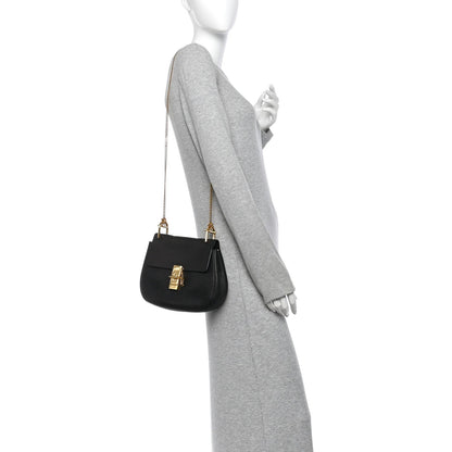 Chloe Grained Lambskin Drew Shoulder Bag Black
