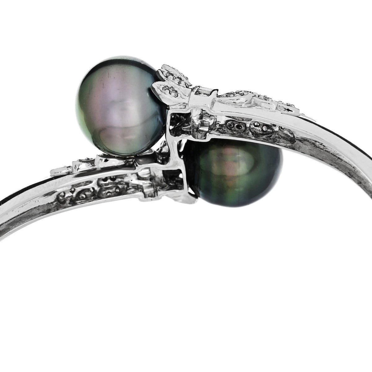 Parker & West by FASHIONPHILE14K White Gold Diamond Black Cultured Pearl .64ct Bypass Bracelet