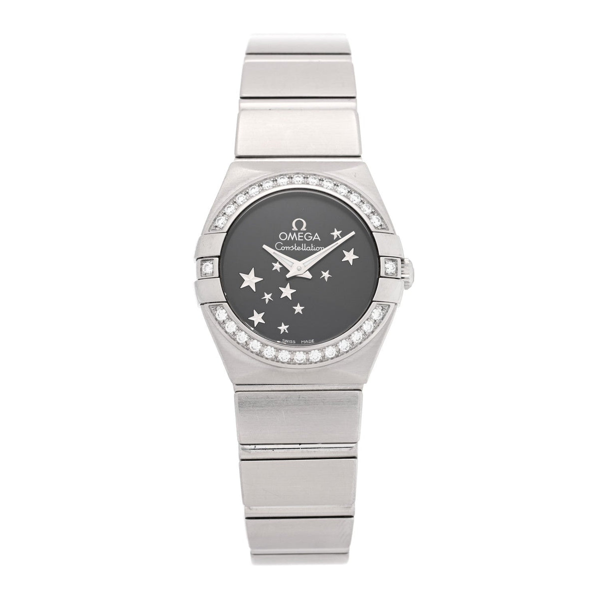 Omega Stainless Steel Diamond 24mm Constellation Watch Black 123.15.24.60.01.001