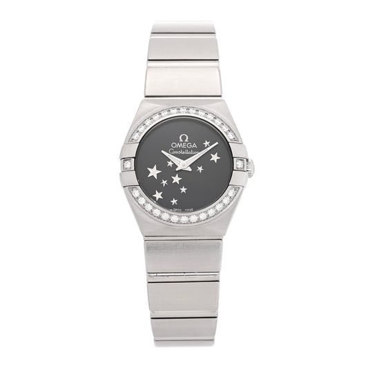 Omega Stainless Steel Diamond 24mm Constellation Watch Black 123.15.24.60.01.001