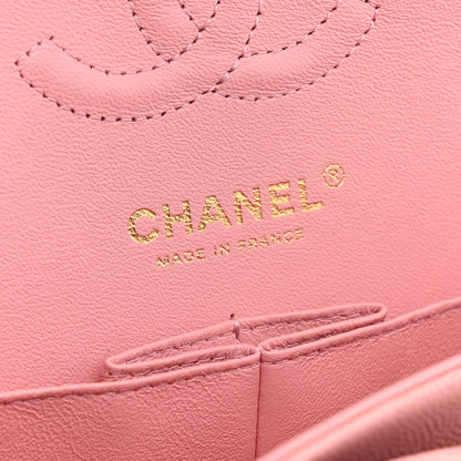 Chanel Caviar Chevron Quilted Small Double Flap Pink