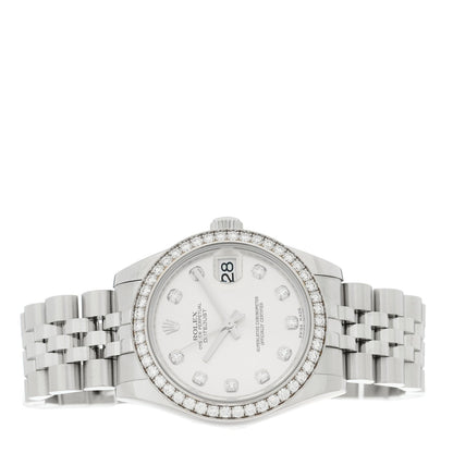 Rolex Stainless Steel 18K White Gold Diamond 31mm Datejust Watch 278384RBR