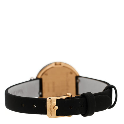 Van Cleef & Arpels 18K Rose Gold Satin 25mm Charms Watch Black