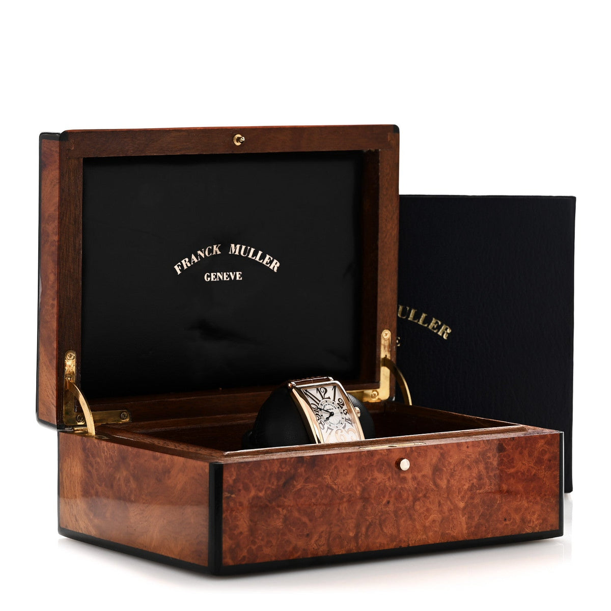 Franck Muller 18K Yellow Gold Alligator 30mm Long Island Watch Brown 1000SC