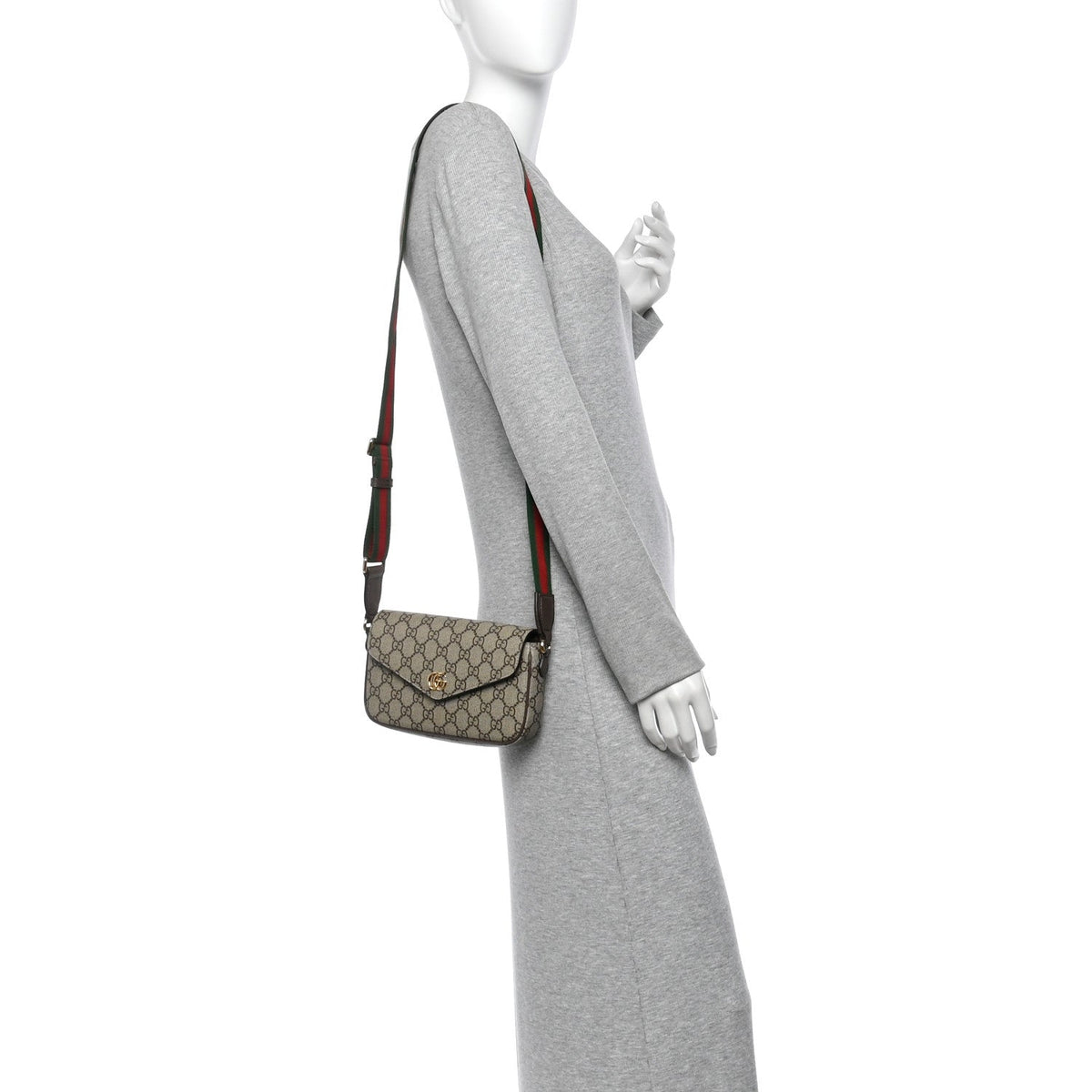 Gucci GG Supreme Calfskin Mini Ophidia Envelope Bag Beige Ebony 1981843