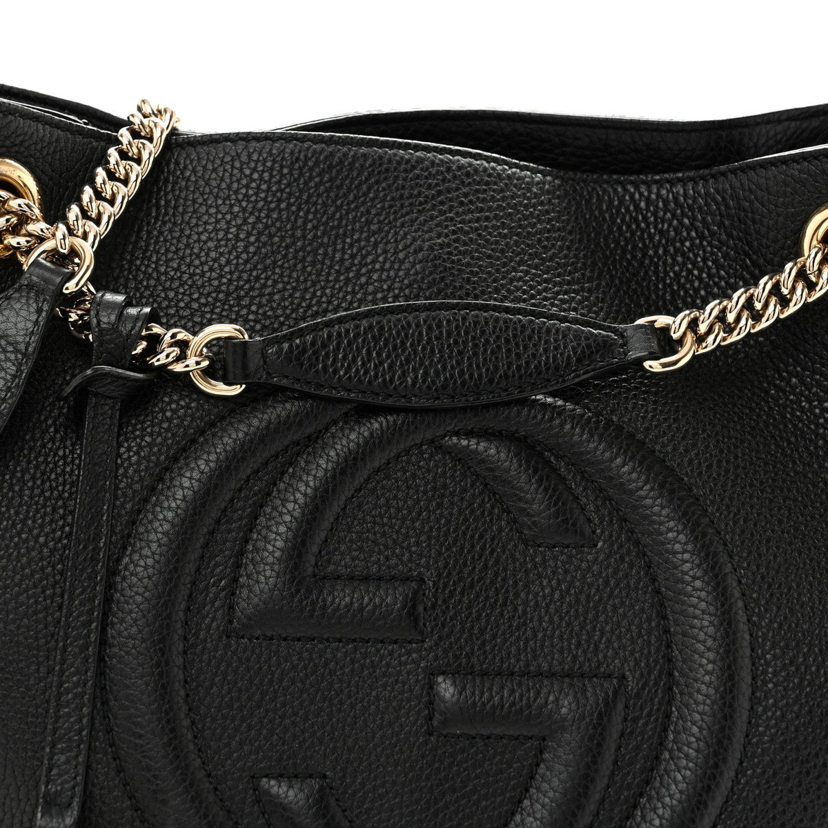 Gucci Pebbled Calfskin Medium Soho Chain Shoulder Bag Black 1984685