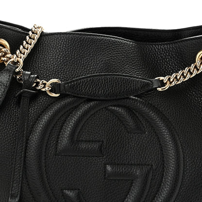 Gucci Pebbled Calfskin Medium Soho Chain Shoulder Bag Black 1984685