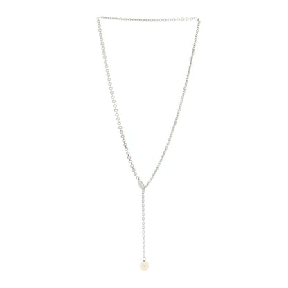 Cartier 18K White Gold Diamond Pearl 8.5mm Lariat Pendant Necklace
