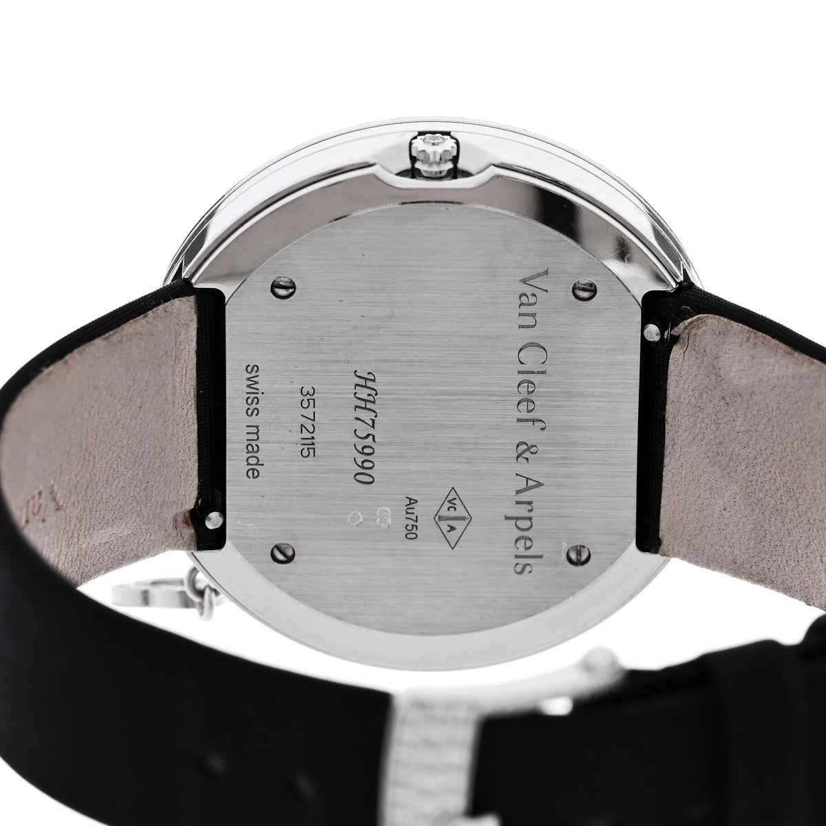 Van Cleef & Arpels 18K White Gold Satin Diamond 38mm Charms Watch