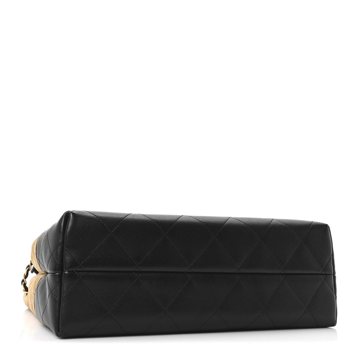 Chanel Suede Calfskin Shiny Lambskin Quilted Small Coco Base Shopping Bag Beige Black